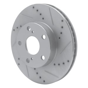 Toyota Tacoma Brake Rotor (1) - Front Right - R1 Concepts - Drilled & Slotted - Silver - `05-`15